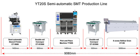 YT20S Equipo de colocación SMT Alta velocidad Máximo 500 * 300mm ensamblaje de PCB