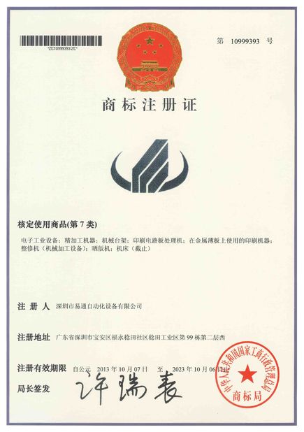 China Shenzhen Eton Automation Equipment Co., Ltd. Certificaciones